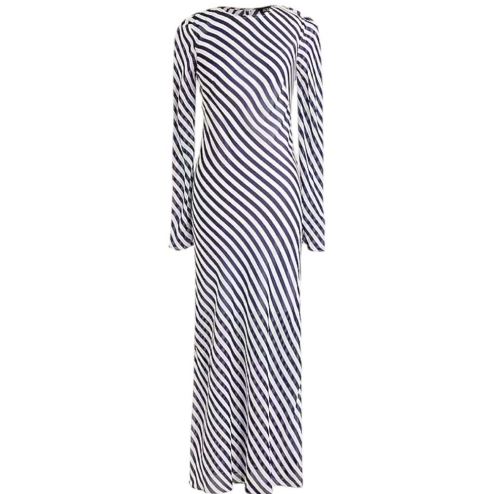 J. Crew Collection Blue and White Striped Long Sleeve Dress, NWT, $228